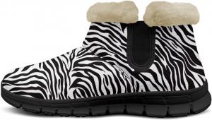 Женские зимние ботинки с животным принтом, теплые ботильоны до щиколотки, повседневные противоскользящие домашние туфли с мягкой подкладкой Pointodoor, Zebra Stripes
