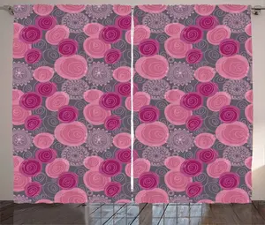 Розово-серая штора в деревенском стиле ABAKUHAUS, кружевной закрученный круг, присборенная тесьма для спальни с петлями и крючками, 280 x 245 см, цвет фуксия-пурпурно-серый Abakuhaus