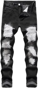 Мужские рваные джинсы Black Patch прямые slim casual SIDUFHAOPKLL