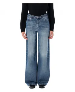 Джинсы с высокой посадкой и широкими штанинами, выцветший индиго. A.P.C., синий