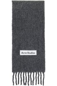 Acne Studios Серый шерстяной шарф с бахромой