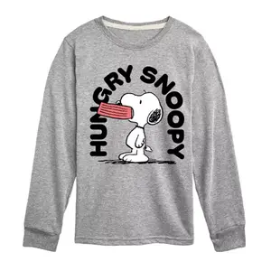 Мальчики 8-20 футболка с длинным рукавом и принтом "Голодный Снупи" Licensed Character, серый