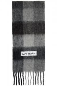 Acne Studios Серый клетчатый шарф из мохера