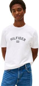 Мужские хлопковые футболки с короткими рукавами Tommy Hilfiger с графическим логотипом Hilfiger, White