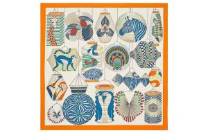 Шелковый шарф женский бежевый HERMES