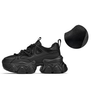 Амортизирующие устойчивые к истиранию кроссовки на платформе с утолщенной подошвой EVA 8 см для женщин GEMEIQ, черные, без подкладки