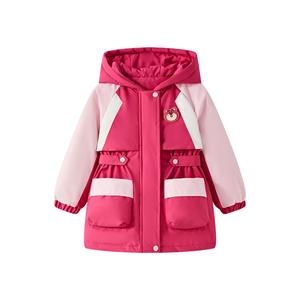 Детская пуховая куртка с капюшоном, умеренно ветрозащитные Disney, rose красный