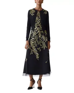 Кардиган с длинными рукавами и круглым вырезом, украшенный декором. Carolina Herrera, черный