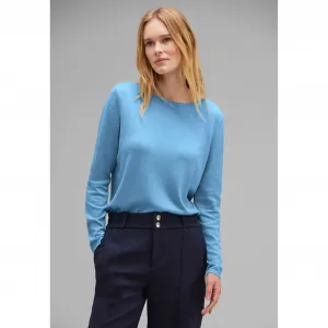 Однотонный свитер с круглым вырезом STREET ONE, синий