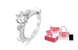 Нишевое дизайнерское кольцо для женщин VIVIWELL, Eiffelta Diamond Ring Heart Heart Touching Gift Box