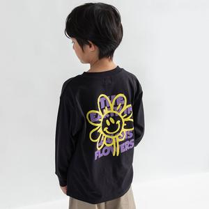 Футболка с длинными рукавами с разнообразными графическими принтами Branshes, цвет 93_Black_Smile Flower