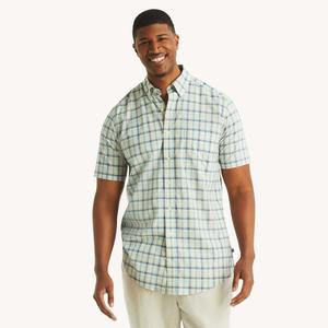 Nautica Mens Big & Tall клетчатая рубашка с коротким рукавом, цвет coconut sorbet 11-0608tcx