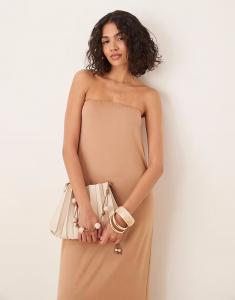 Платье-бандо макси ASOS DESIGN цвета верблюжьей шерсти