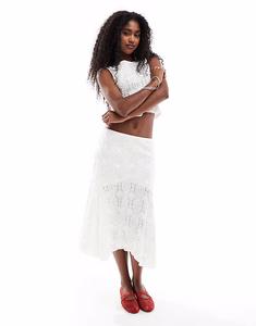 Юбка с фактурным подолом и пузырьками, белая Vero Moda