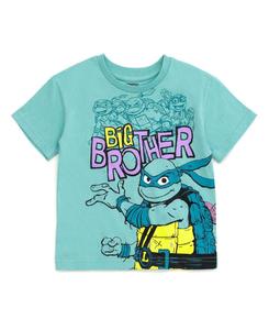 Детская футболка для мальчиков с откидными плечами TEENAGE MUTANT NINJA TURTLES, Light green, big brother