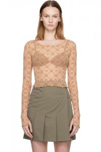 Укороченный топ Tan moonogram mesh flock ls Marine Serre, Camel