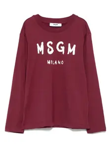 Лонгслив с логотипом Msgm Kids, красный