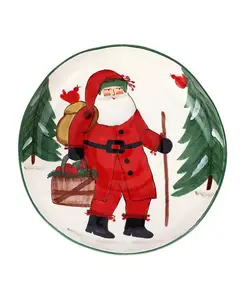 Старинная неглубокая миска с корзиной для яблок Vietri, red