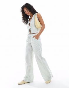 Брюки прямого кроя с низкой посадкой в полоску шалфея Daisy Street