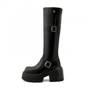 Ботинки Knee high для женщин A poinsettia princess, черный