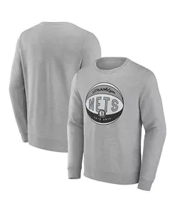 Мужская толстовка с начесом серого цвета Brooklyn Nets True Classics Vintage Pullover Fanatics