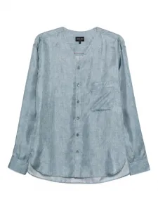 Рубашка с v-образным вырезом GIORGIO ARMANI, синий