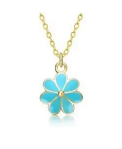 Подвеска-Шарм в виде цветка ромашки с покрытием из цветной эмали 14 карат Gigigirl, blue