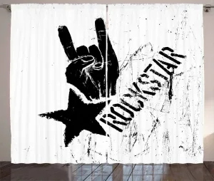 Штора ABAKUHAUS Rock Rustic, эффект гранж, Hand Star, универсальные ленточные шторы для гостиной с петлями и крючками, 280 x 225 см, светло-серый и черный Abakuhaus