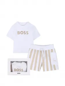 Комплект из топа и шортов в полоску BOSS Kidswear, белый