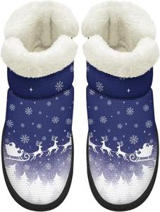 Женские удобные зимние ботинки для ходьбы средней длины с противоскользящей подошвой и подкладкой из искусственного меха, размер США 4.5-12 Chririnla, Xmas Elk