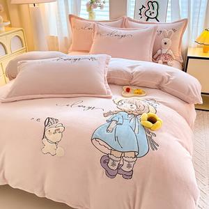 LUOLAI HOME Комплект постельного белья 1,5 м, 4 предмета: простыня на резинке, пододеяльник 200x230 см