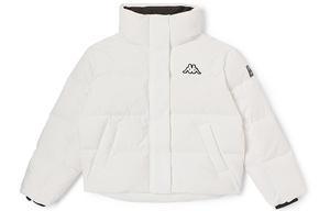 Сплошной цвет воротник стойка короткая пуховая куртка женская Kappa, korean белый-012