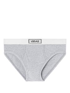 Versace трусы-брифы с логотипом на поясе, серый