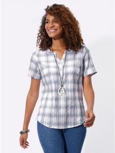 Клетчатая блузка темно-синего и бежевого цветов. WITT WEIDEN