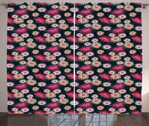 Шторы ABAKUHAUS Floral Rustic, ритмичные экзотические цветочные мотивы, универсальные ленточные шторы для гостиной с петлями и крючками, 280 x 225 см, серые и разноцветные Abakuhaus