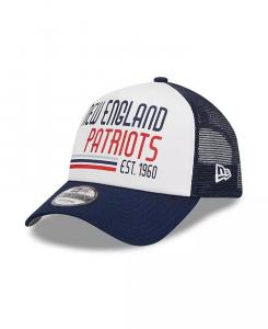 Мужская белая/темно-синяя регулируемая кепка New England Patriots Stacked A-Frame Trucker 9FORTY New Era, белый