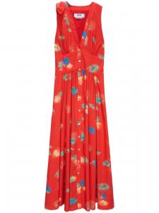 Платье макси с принтом MSGM, красный