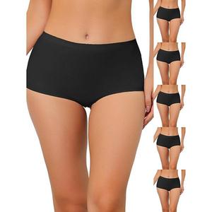 6 пар женских трусов-шорт без швов с пояском средней высоты Inspire Chic, Black