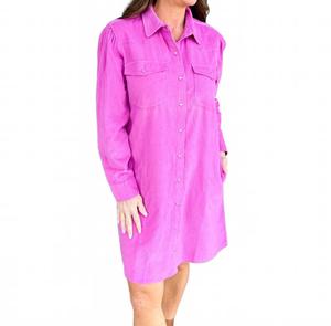 Кордовая мини-платье с застежкой на пуговицах в вишневом цвете Ivy Jane, Cerise