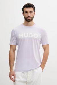 Хлопковая футболка Hugo, фиолетовый