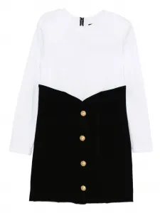 Платье в стиле колор-блок Balmain Kids, белый
