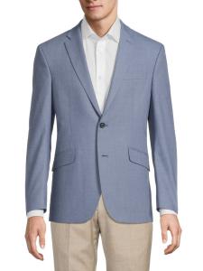 Спортивное пальто Sharkskin Slim Fit с двумя пуговицами Kenneth Cole, синий