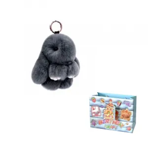 Плюшевый брелок для ключей в виде кролика из кроличьего меха, 15 см MORTEN SOLUM, черный