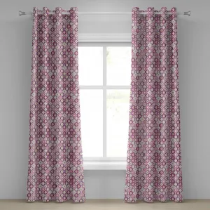 Геометрическая штора на люверсах ABAKUHAUS, декоративная листва в стиле каракулей, яркая цветовая гамма, абстрактная графика, декоративные двухпанельные шторы, 280 см x 225 см, цвет: фиолетовый, розовый, оливковый, зеленый