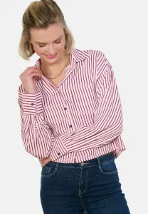 Укороченная полосатая блузка из поплина на пуговицах Lolaliza, Cosmetic Pink