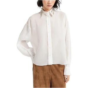 Рубашка с длинным рукавом и цветочной вышивкой Brunello Cucinelli, белый