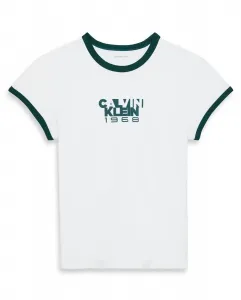 Женская футболка baby tee с графическим принтом Calvin Klein Jeans, белый