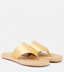 Амальфи блестящие кожаные сандалии-танкетки Paris Texas, Gold-Naturale