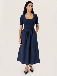 Платье миди с коротким рукавом Simone Phoebe Soaked In Luxury, Navy