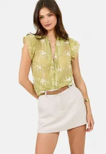 Блузка прямого кроя с вышитым вырезом-«замочной скважиной». Lipsy, Green